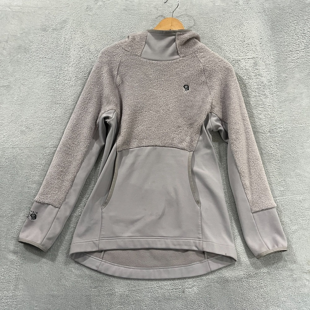 Mountain‎ Hardwear Hooded Fleece Jacket Polartec Womens Small Gray Outdoors
